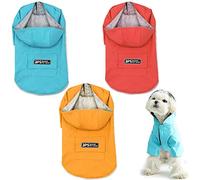 BPS BPS-9700RJ Waterproof Pet Dog Rain Jacket with Hood Pocket for Small Medium Large Dogs, 100% Polyester (S, Red)