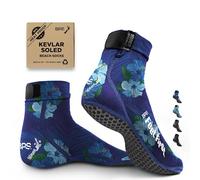 BPS 'Feet First' Beach Volleyball Socks Ultra Flexible Sand Soccer Socks Quick Dry Aqua Sock with Kevlar Soles, Hibiscus Blue With Rubber Grip Soles, Medium