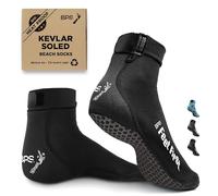 BPS 'Feet First' Beach Volleyball Socks Ultra Flexible Sand Soccer Socks Quick Dry Aqua Sock with Kevlar Soles, 01 Black With Rubber Grip Soles, XX-Large