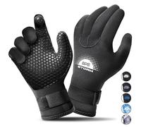 BPS Neoprene 5mm Thermal Wet Suit Gloves with Non-Slip Grip Design - Thermal Gloves for Cold Water Snow - for Standup Paddleboarding, Kite Boarding, and More (Black / White, Large)