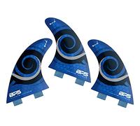 BPS 'Stealth' Performance Core and Netted Thruster Fin Set - 3pc Fiberglass Surf Board Fins with FCS G5 M5 Style - Surfing Fins (Koru Dark Blue)