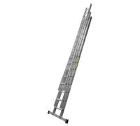 BPS Trade Master Pro 3 Section Extension Ladder | 10m / 32.8FT Aluminium Ladders | 150KG Load Capacity, Integral Stabiliser, Auto-Locking, Non-Slip Rubber Feet