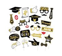 BPTRKOM 25-Piece Photo Box Accessory Set for Birthday Parties - Funny Photo Props Including Moustache, Glasses, Lips, Hats & More | Perfect for Selfies, Photo Box & Party Fun (Graduation Season)