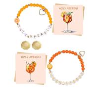 BPTRKOM Aperol Spritz Gift Set - 2 Bracelets + 2 Cards with Envelopes - Decorative Accessories for Summer Party - Original Gift Idea for Women