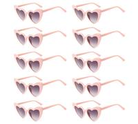 BPTZYLN 10 Pairs Pink Heart Sunglasses, Retro Style Women's Sunglasses with UV Protection