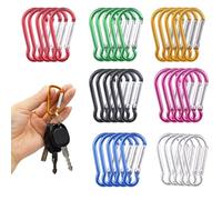 BPTZYLN 35 Pcs Multicolor Locking Carabiner Clips, D-Shape, Non-Locking, 50 Pounds Max Weight, Camping, Fishing, Hiking, Travel, Keychains, Black, Blue, Gold, Green, Red, Rose Red, Silver