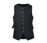 BPURB 16th Century Colonial Costume Boy's Victorian Suit Vest Revolutionary War Costume Waistcoat Black