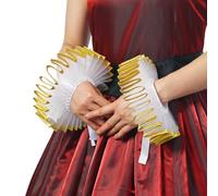 BPURB 2 Pieces Renaissance Tudor Elizabethan Ruffled Wrist Ruffs Clown Hand Cuff Arm Bands Victorian Costume Fancy Dress Accessories for Halloween Carnival