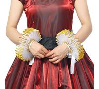 BPURB 2 Pieces Renaissance Tudor Elizabethan Ruffled Wrist Ruffs Clown Hand Cuff Arm Bands Victorian Costume Fancy Dress Accessories for Halloween Carnival
