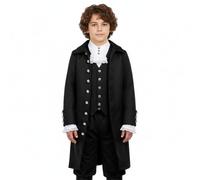 BPURB American Colonial Costume Boys Medieval Coat Historical Costume for Child (8, Black)