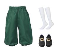 BPURB Boy's Colonial Costume Kids Medieval Pirate Cosplay Costume Renaissance Costume Breeches (Pants with Knee High White Socks and Gold Shoe Buckle)