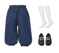BPURB Boy's Colonial Costume Kids Medieval Pirate Cosplay Costume Renaissance Costume Breeches (Pants with Knee High White Socks and Gold Shoe Buckle)