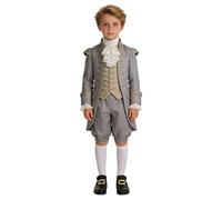 BPURB Boy's Colonial Costume Kids Medieval Pirate Cosplay Costume Renaissance Costume Breeches (Pants with Knee High White Socks and Gold Shoe Buckle)