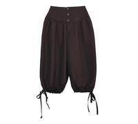 BPURB Men's Renaissance Colonial Knickers Bottoms Pants Medieval Viking Trousers Pirate Cosplay Costume Back Lace Up Shorts Brown