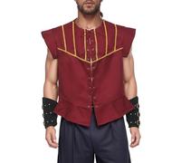 BPURB Mens Steampunk Gothic Pirate Vest Renaissance Medieval Lace-up Waistcoat Victorian Costume (X-Small, Wine red)
