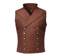 BPURB Men's Victorian Double Breasted Suit Vests Steampunk Gothic Waistcoat for Wedding Party