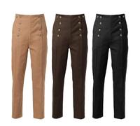 BPURB Mens Victorian Pants Trousers Cosplay Costume Vintage Steampunk Gothic Punk Pants Khaki