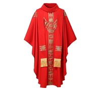 BPURB Priest Celebrant Chasuble Clergy Pulpit Anglican Chasuble Roman Catholic Church Father Mass Embroidered Vestments Robe with Stole, One Size