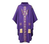 BPURB Priest Celebrant Chasuble Clergy Pulpit Anglican Chasuble Roman Catholic Church Father Mass Embroidered Vestments Robe with Stole
