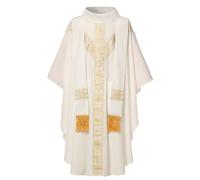 BPURB Priest Celebrant Chasuble Clergy Pulpit Anglican Chasuble Roman Catholic Church Father Mass Embroidered Vestments Robe with Stole, White, One Size