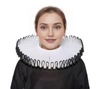 BPURB Renaissance Elisabethan Ruff Collar Neck Ruffle Collar Clown Collars, White-Black, One Size