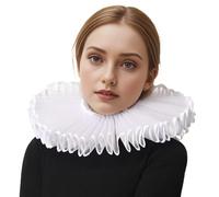 BPURB Renaissance Elisabethan Ruff Collar Neck Ruffle Collar Clown Collars, White, One Size