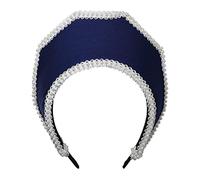 BPURB Renaissance Medieval Tudor Queen Headpiece for Women Anne Boleyn Headband Elizabethan Royal Coronet Hood Tiara Hat (Dark Blue)