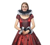 BPURB Renaissance Tudor Queen Elisabethan Dickens Ruff Collar Neck Ruffle Collar and Wrist Ruffs Set Clown Choker Neck Collar Cuff