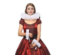 BPURB Renaissance Tudor Queen Elisabethan Dickens Ruff Collar Neck Ruffle Collar and Wrist Ruffs Set Clown Choker Neck Collar Cuff