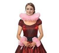BPURB Renaissance Tudor Queen Elisabethan Dickens Ruff Collar Neck Ruffle Collar and Wrist Ruffs Set Clown Choker Neck Collar Cuff