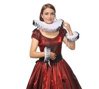 BPURB Renaissance Tudor Queen Elisabethan Dickens Ruff Collar Neck Ruffle Collar and Wrist Ruffs Set Clown Choker Neck Collar Cuff
