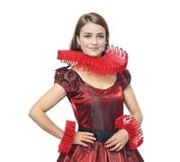 BPURB Renaissance Tudor Queen Elisabethan Dickens Ruff Collar Neck Ruffle Collar and Wrist Ruffs Set Clown Choker Neck Collar Cuff