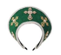 BPURB Tudor Queen Coronet Hooded Hat for Women Anne Boleyn Hat Headwear Elizabethan Headwear French Royal Headband for Cosplay Party, Green