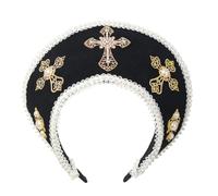 BPURB Tudor Queen Coronet Hooded Hat for Women Anne Boleyn Hat Headwear Elizabethan Headwear French Royal Headband for Cosplay Party, Black