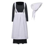 BPURB Women Pioneer Colonial Dress Pilgrim Costume Civil War Dress Victorian Maid Peasant Costume with Apron