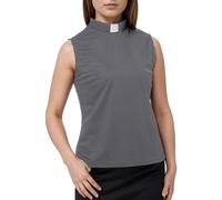 BPURB Women's Clergy Clerical Sleeveless T-Shirt Tab Collar Clergy Minister Priest Outfit Priest Costume Summer Shirt Tops Purple