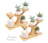 Bpyhebe 2 PCS Bamboo Plant Stand Indoor, Multi-layer Tabletop Plant Holder, Plant Organizer Display Rack for Living Rooms, Studies, Balconies, and Tea Rooms (c)