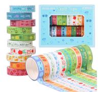 Bpyhebe 20 Rolls Washi Tape Sets, Coloured Masking Tape for Kids, 1cm Rainbows Writable DIY Washi Tapes for Scrapbooking, Craft Supplies, Planner, and Room Decor(B)