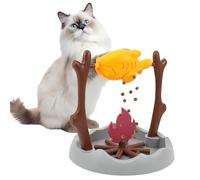 Bpyhebe Cat Treat Dispenser Toy, Rotating BBQ Grilled Fish Cat Puzzle Feeder, Cats Slow Feeding Snack Bowl, Enrichment Interactive Stimulation Toys for Indoor Kitty