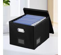 Bpyhebe File Organizer Box with Lid, 38×32×27.5cm Letter Size Sturdy Hanging Filing Folder Storage with Tab Bar, Office School Home Decorative Books Cabinet, Easy to Carry Album Record Moving Box
