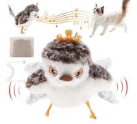 Bpyhebe Interactive Cat Toys, Lifelike Touch Activated Sandpiper Chirping Flapping Bird Toy for Cat, Rechargeable Electric Sturdy Pure Natural Cotton Plush Toy with Catnip for Cats to Bite Chew Kick