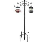 BPYOT Heavy Duty Adjustable Bird Feeder Pole Stand - 195cm Outdoor Garden Feeding Station with 2 Hooks, Rust-Resistant Steel for Hanging Lanterns, Planters & Wind Chimes