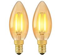 Bpzmm 2.5W E14 LED Bulb Warm White, Vintage Salt Lamp Light Bulb C35 Amber 2700K Small Edison Screw Candle Bulbs, Equivalent 20W Incandescent Non-Dimmable for Chandeliers Bedroom Table Lamp, 2 Packs