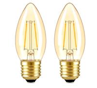 Bpzmm E27 Candle Light Bulbs 2.5W, Edison Large Screw Warm White 2700K Decorative LED Filament E27 Edison Amber Screw Bulb Equivalent 20W Incandescent for Vintage Salt Lamps Chandeliers, Non-Dimmable