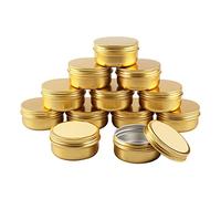 BPZXL 12Pcs Empty Gold Round 50ml Aluminium Tin Container With Screw Lid Cosmetics Pots Jars with 12Pcs Labels for Candle Cream Salve Storage DIY