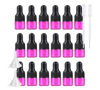 BPZXL 20 Pcs Empty Mini 1ml Rosa red Glass Dropper Bottles with Pipette, Rosa red Glass Bottle Sample Vials for Essential Oil Aromatherapy Fragrance Blends with Funnel