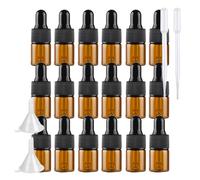BPZXL 20 Pcs Empty Mini 2ml Brown Glass Dropper Bottles with Pipette, Brown Glass Bottle Sample Vials for Essential Oil Aromatherapy Fragrance Blends with Funnel