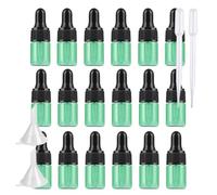 BPZXL 20 Pcs Empty Mini 2ml Green Glass Dropper Bottles with Pipette, Green Glass Bottle Sample Vials for Essential Oil Aromatherapy Fragrance Blends with Funnel