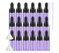 BPZXL 20 Pcs Empty Mini 3ml Purple Glass Dropper Bottles with Pipette, Purple Glass Bottle Sample Vials for Essential Oil Aromatherapy Fragrance Blends with Funnel