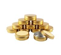 BPZXL 24Pcs Empty Gold Round 100ml Aluminium Tin Container With Screw Lid Cosmetics Pots Jars with 24Pcs Labels for Candle Cream Salve Storage DIY